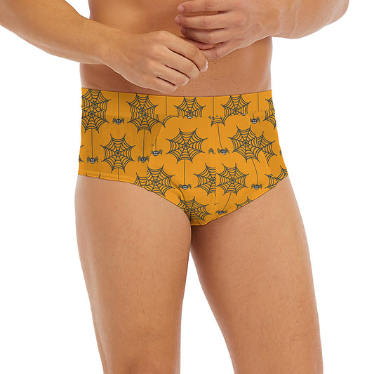 Halloween Spider Web Pattern Print Men's Briefs