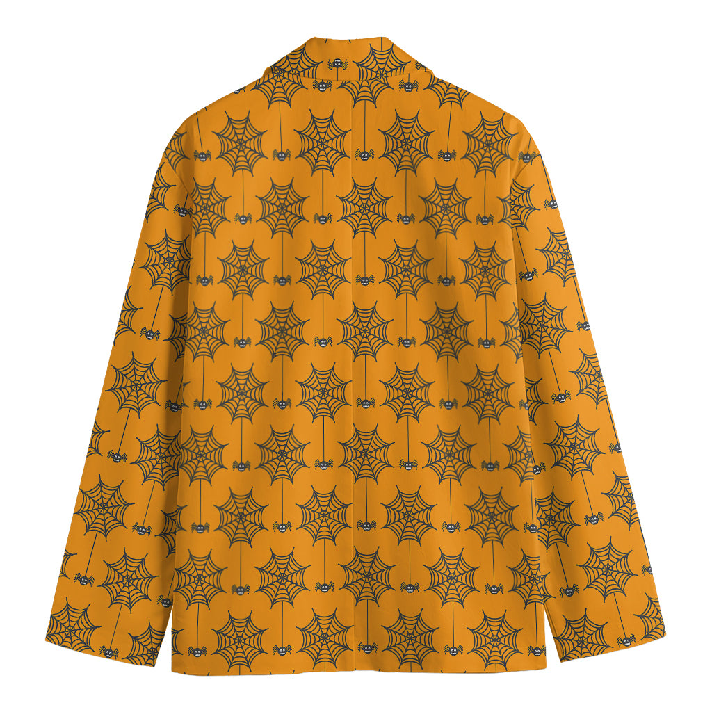 Halloween Spider Web Pattern Print Men's Cotton Blazer