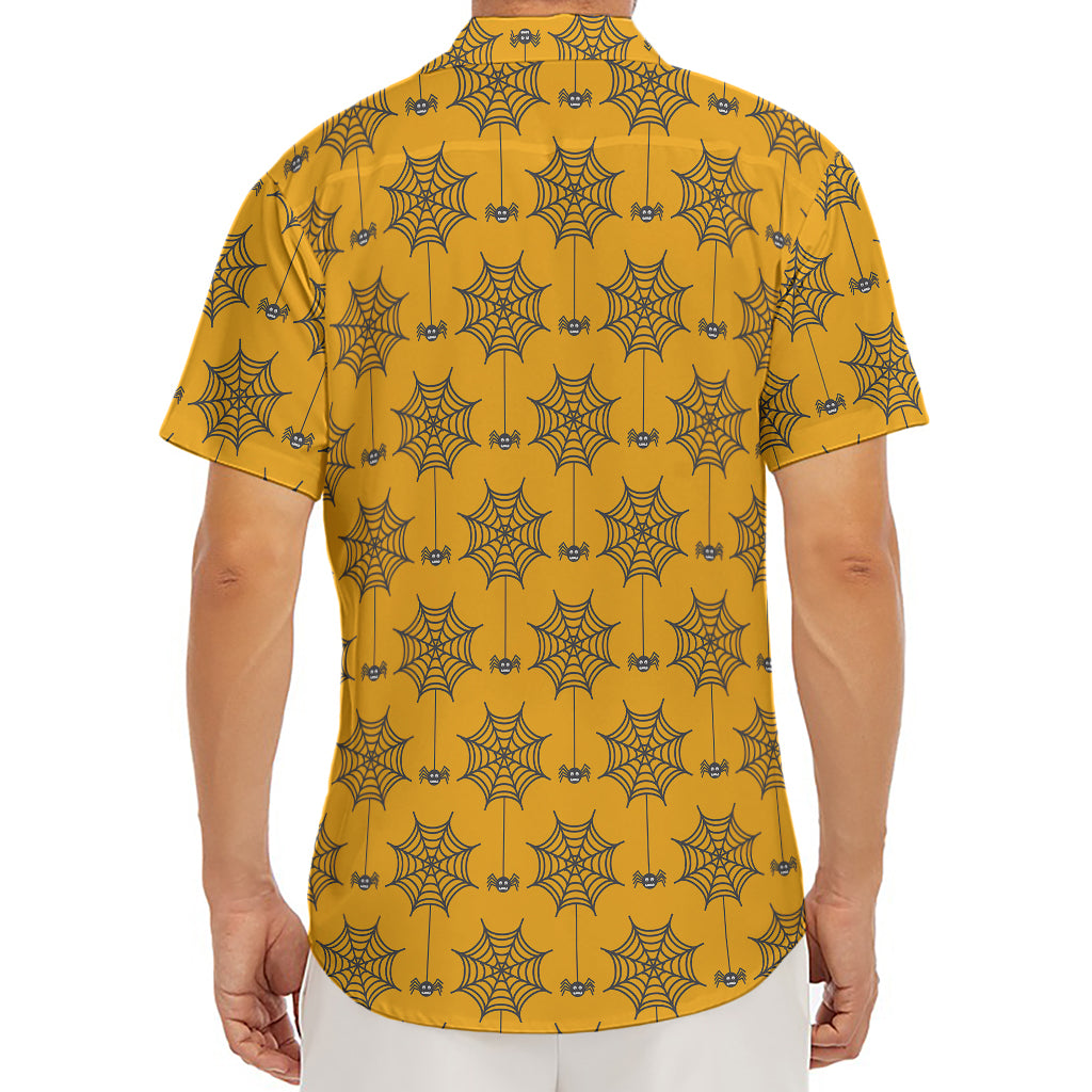 Halloween Spider Web Pattern Print Men's Deep V-Neck Shirt