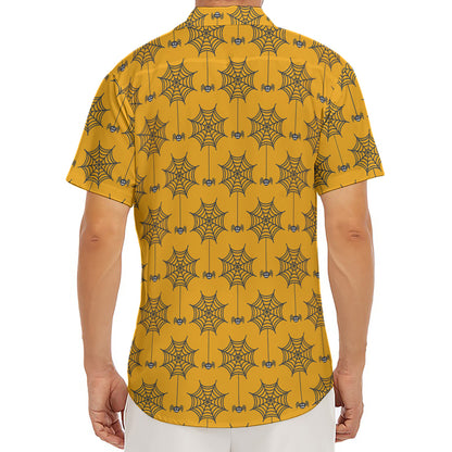 Halloween Spider Web Pattern Print Men's Deep V-Neck Shirt