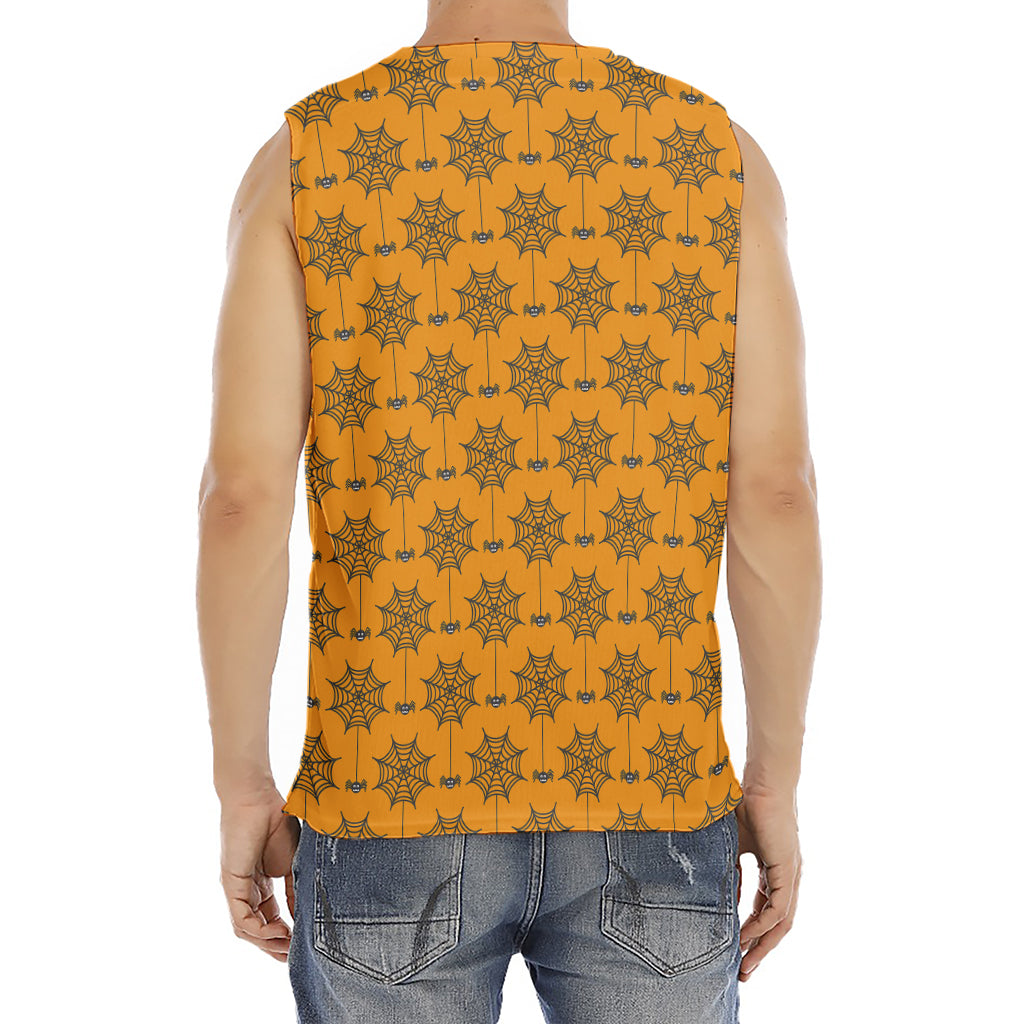 Halloween Spider Web Pattern Print Men's Fitness Tank Top