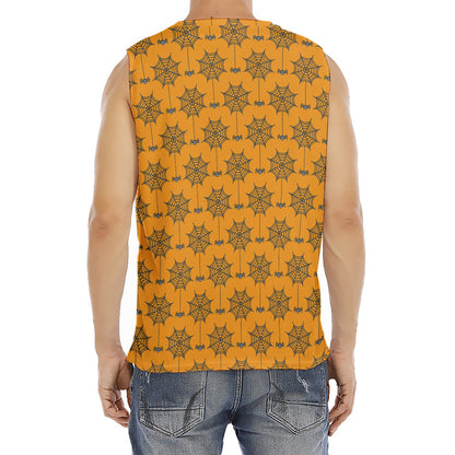 Halloween Spider Web Pattern Print Men's Fitness Tank Top