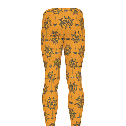 Halloween Spider Web Pattern Print Men's leggings