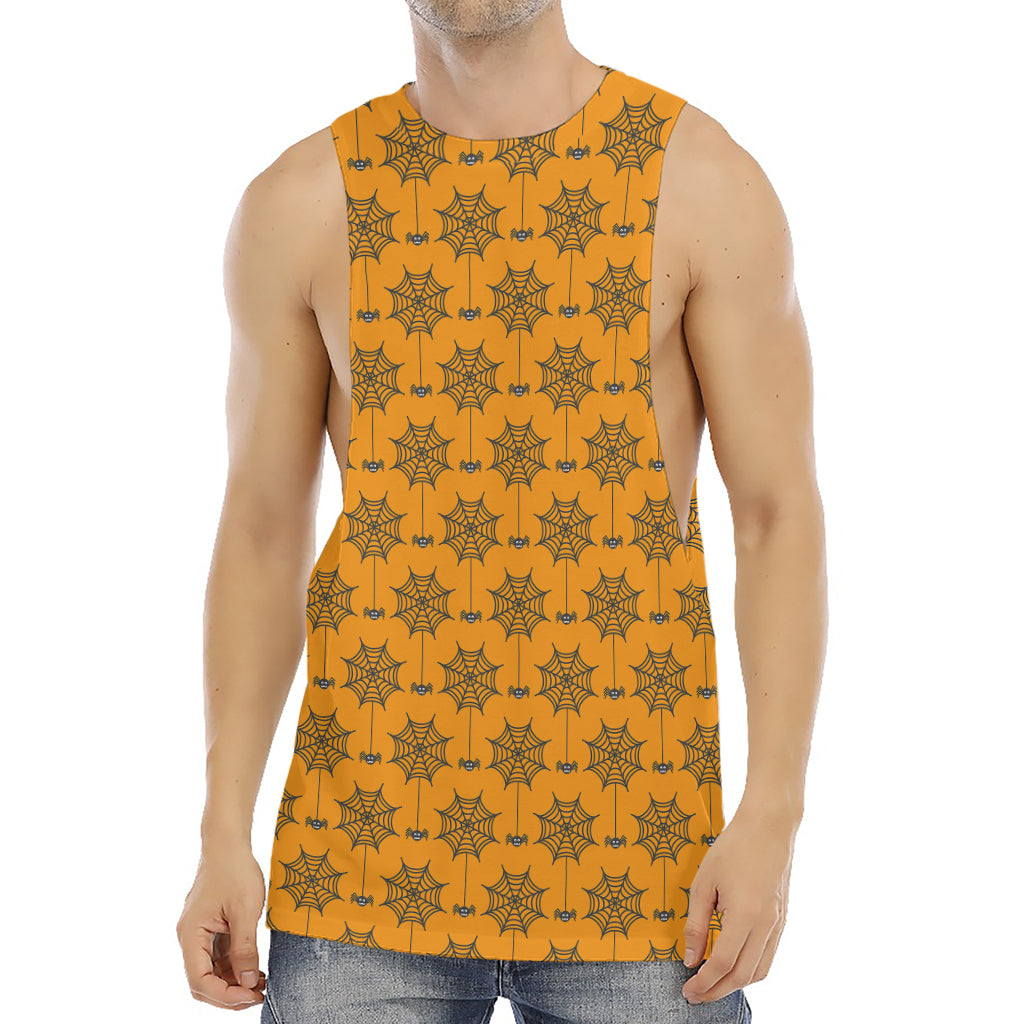 Halloween Spider Web Pattern Print Men's Muscle Tank Top