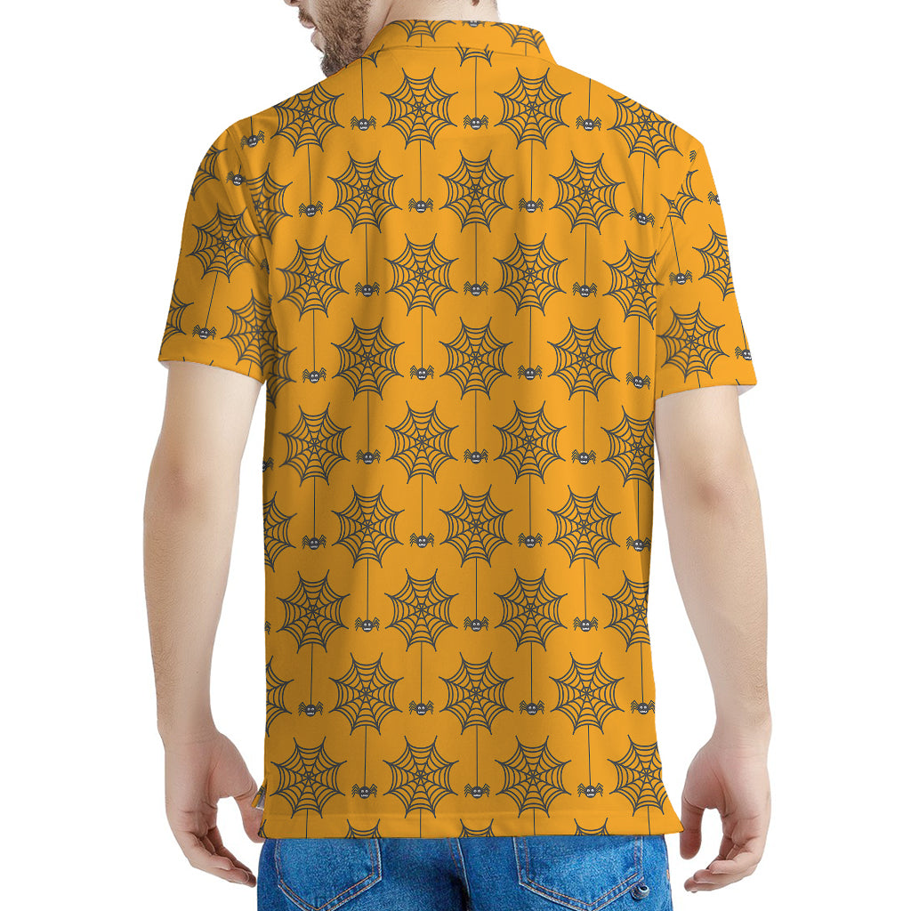 Halloween Spider Web Pattern Print Men's Polo Shirt
