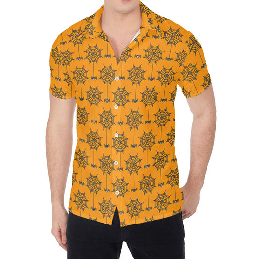 Halloween Spider Web Pattern Print Men's Shirt