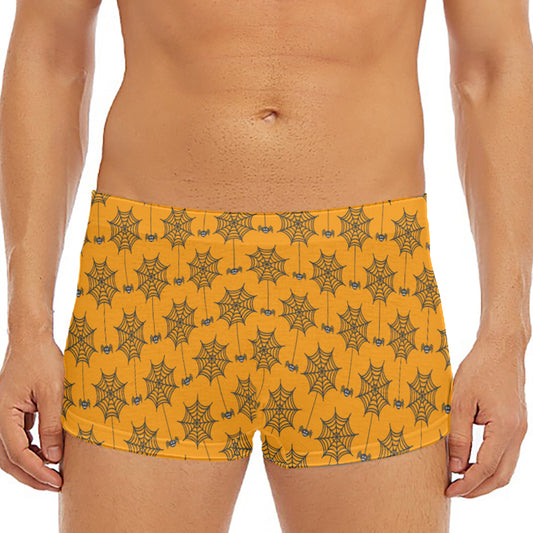 Halloween Spider Web Pattern Print Men's Short Boxer Briefs