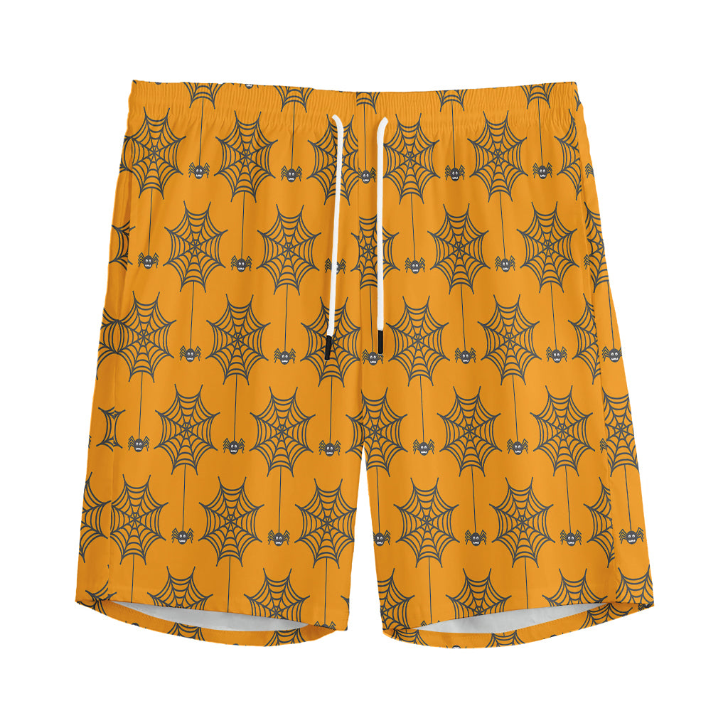 Halloween Spider Web Pattern Print Men's Sports Shorts