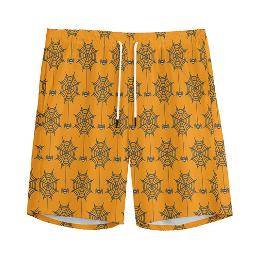 Halloween Spider Web Pattern Print Men's Sports Shorts