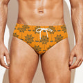 Halloween Spider Web Pattern Print Men's Swim Briefs