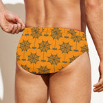 Halloween Spider Web Pattern Print Men's Swim Briefs