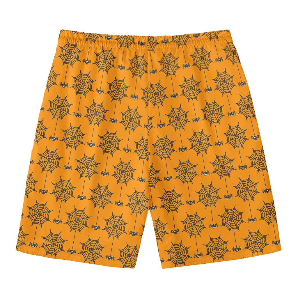 Halloween Spider Web Pattern Print Men's Swim Trunks
