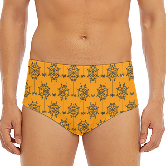 Halloween Spider Web Pattern Print Men's Triangle Swim Briefs