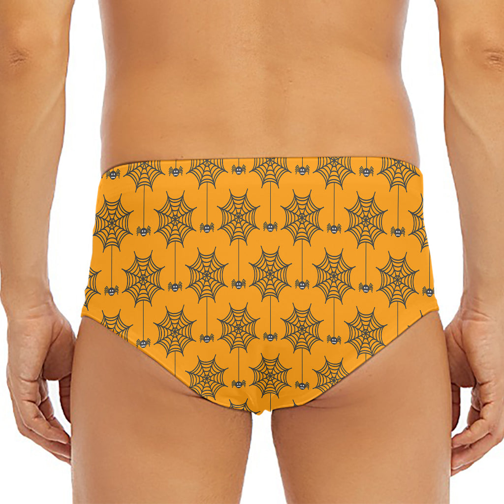 Halloween Spider Web Pattern Print Men's Triangle Swim Briefs