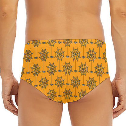 Halloween Spider Web Pattern Print Men's Triangle Swim Briefs
