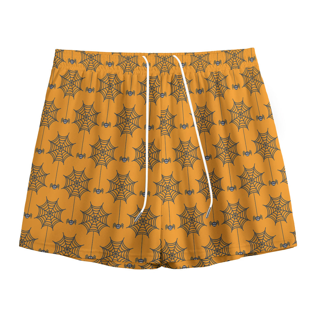 Halloween Spider Web Pattern Print Mesh Shorts