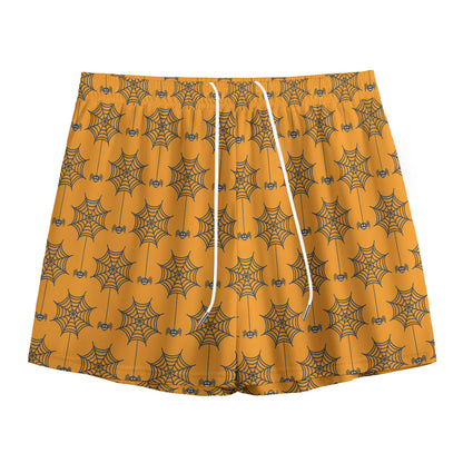 Halloween Spider Web Pattern Print Mesh Shorts