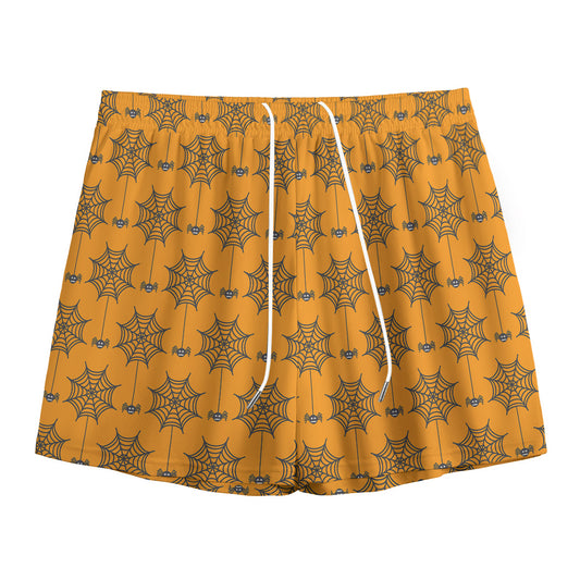 Halloween Spider Web Pattern Print Mesh Shorts