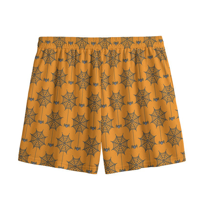 Halloween Spider Web Pattern Print Mesh Shorts
