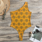 Halloween Spider Web Pattern Print One Shoulder Bodysuit