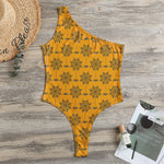 Halloween Spider Web Pattern Print One Shoulder Bodysuit
