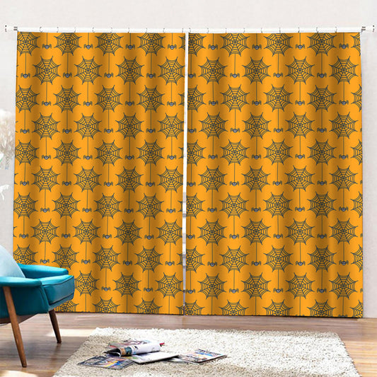 Halloween Spider Web Pattern Print Pencil Pleat Curtains