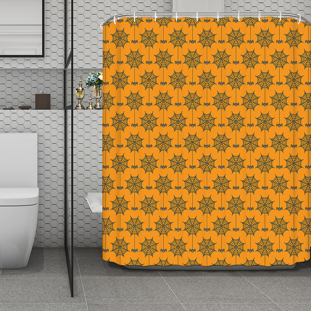 Halloween Spider Web Pattern Print Polyester Shower Curtain