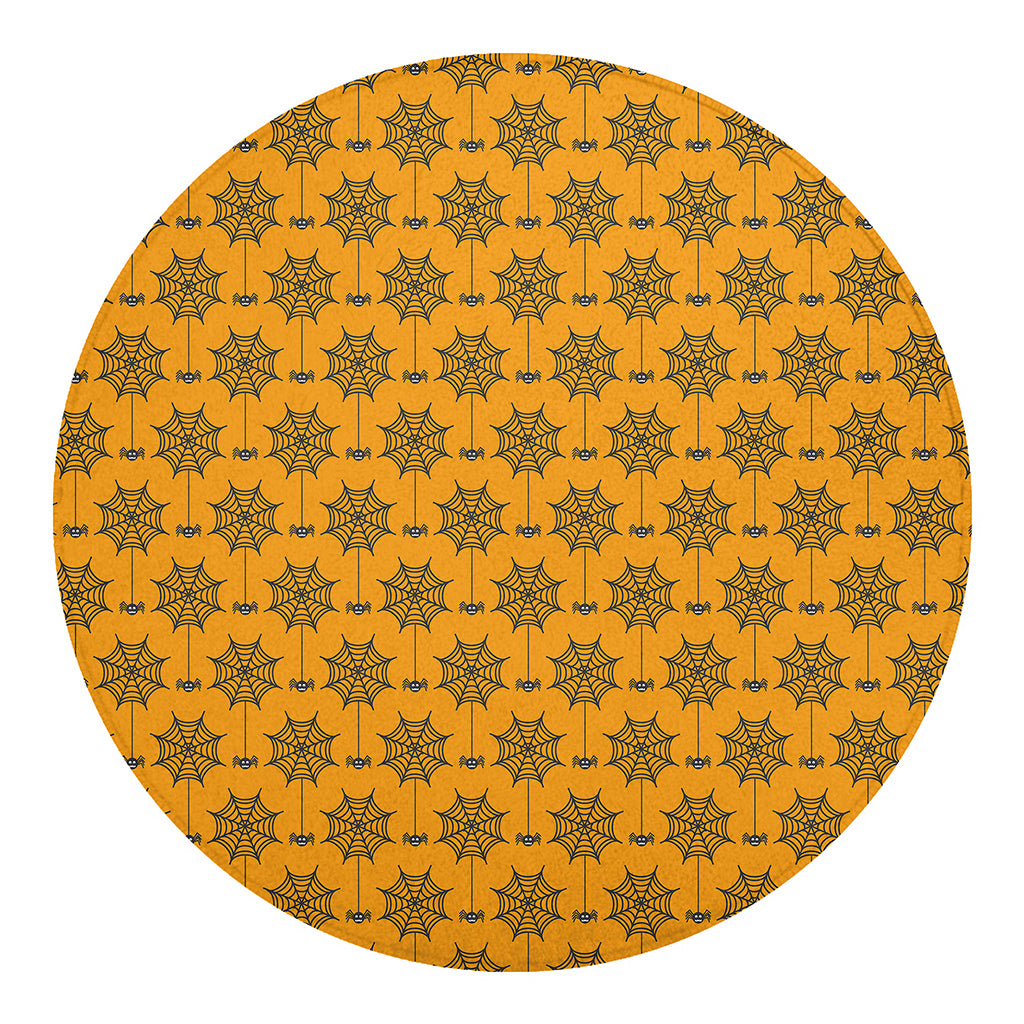 Halloween Spider Web Pattern Print Round Blanket