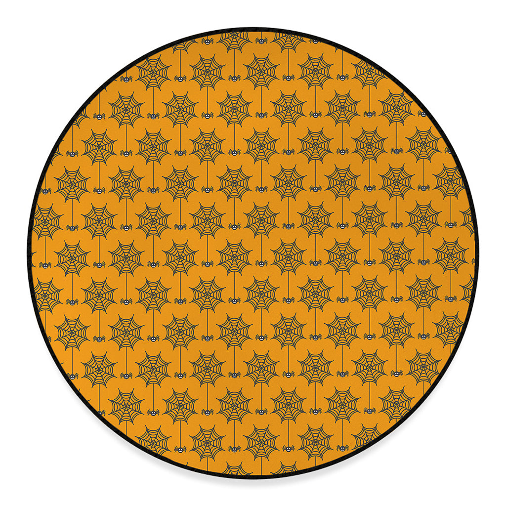 Halloween Spider Web Pattern Print Round Floor Mat