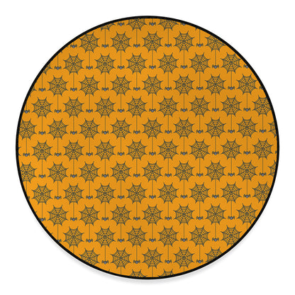 Halloween Spider Web Pattern Print Round Floor Mat