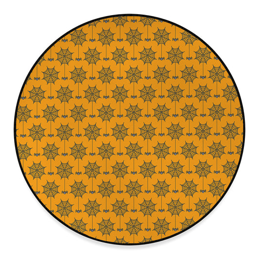 Halloween Spider Web Pattern Print Round Floor Mat