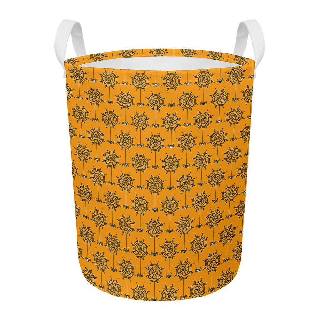 Halloween Spider Web Pattern Print Round Laundry Basket