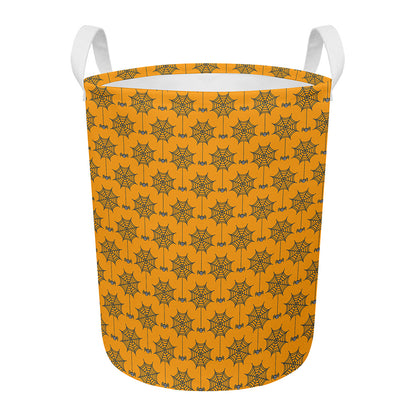 Halloween Spider Web Pattern Print Round Laundry Basket