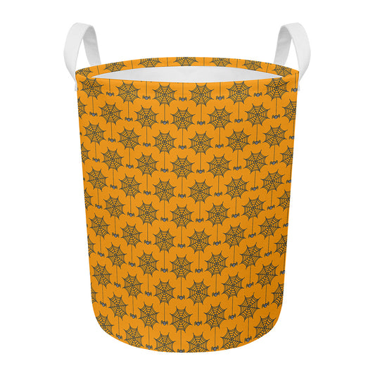 Halloween Spider Web Pattern Print Round Laundry Basket