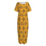 Halloween Spider Web Pattern Print Short Sleeve Long Nightdress