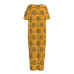 Halloween Spider Web Pattern Print Short Sleeve Long Nightdress
