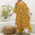 Halloween Spider Web Pattern Print Silk V-Neck Kaftan Dress