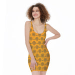 Halloween Spider Web Pattern Print Sleeveless Bodycon Dress