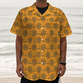 Halloween Spider Web Pattern Print Textured Short Sleeve Shirt