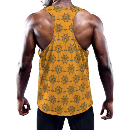Halloween Spider Web Pattern Print Training Tank Top