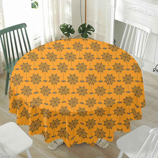 Halloween Spider Web Pattern Print Waterproof Round Tablecloth