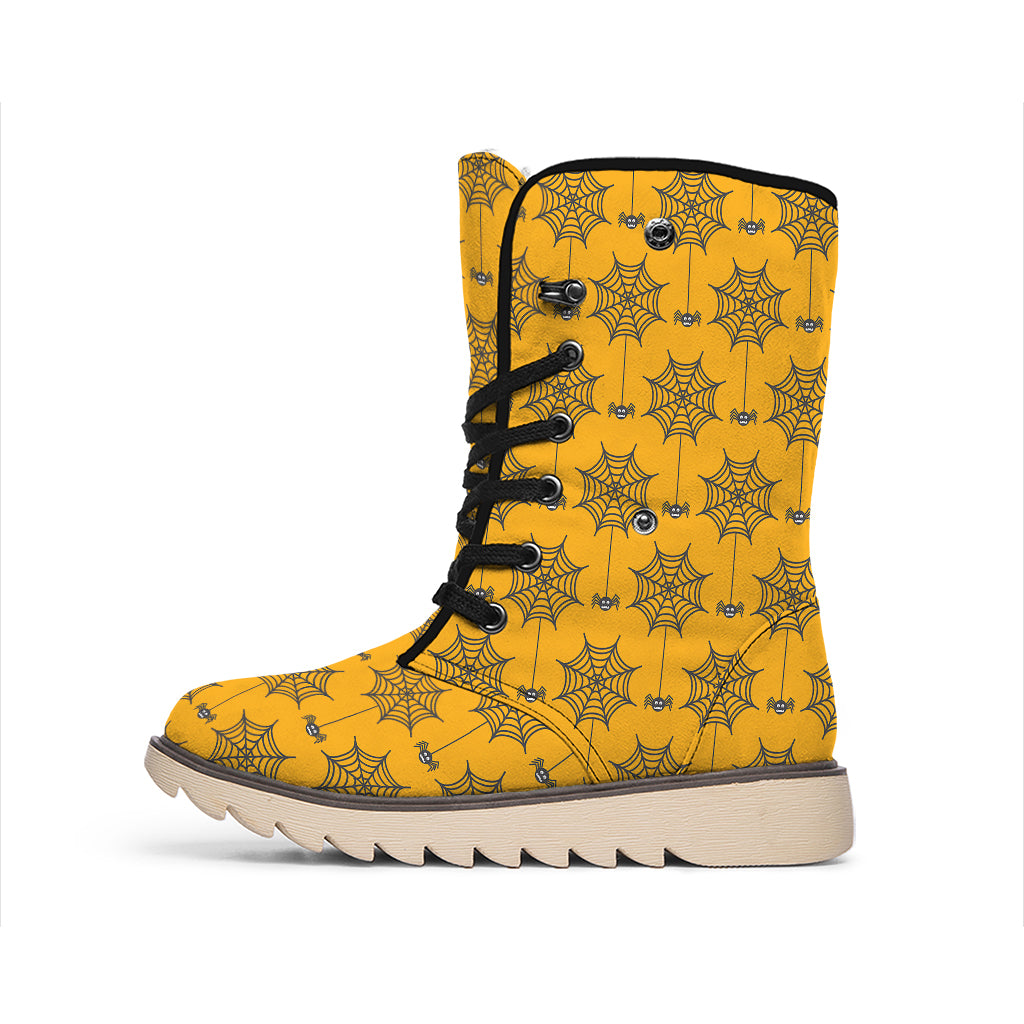 Halloween Spider Web Pattern Print Winter Boots