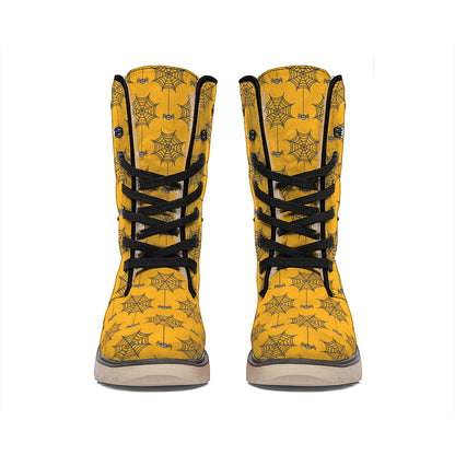 Halloween Spider Web Pattern Print Winter Boots