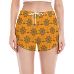 Halloween Spider Web Pattern Print Women's Split Running Shorts