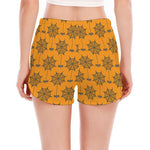 Halloween Spider Web Pattern Print Women's Split Running Shorts