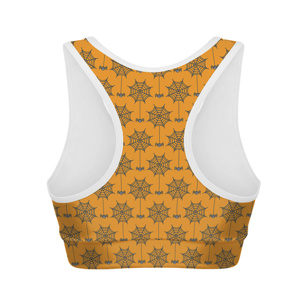 Halloween Spider Web Pattern Print Women's Sports Bra