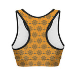 Halloween Spider Web Pattern Print Women's Sports Bra