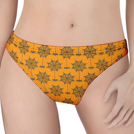 Halloween Spider Web Pattern Print Women's Thong