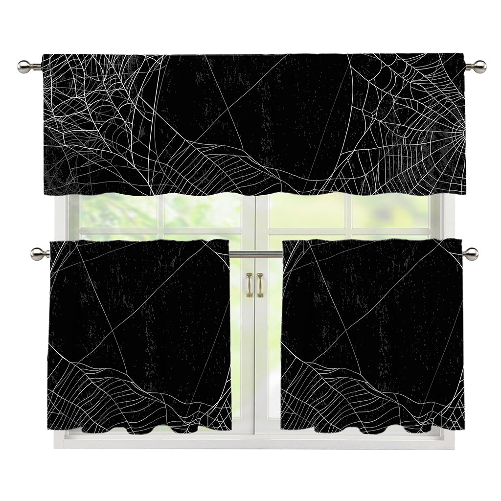 Halloween Spider Web Print 3 Piece Kitchen Curtains