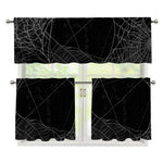 Halloween Spider Web Print 3 Piece Kitchen Curtains